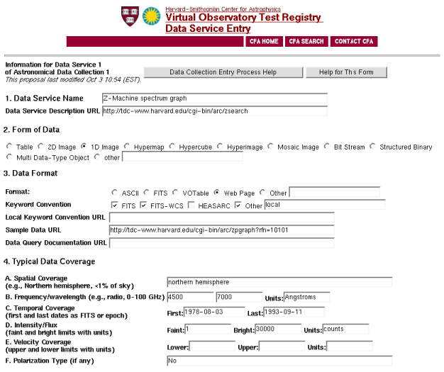 archive data service entry form