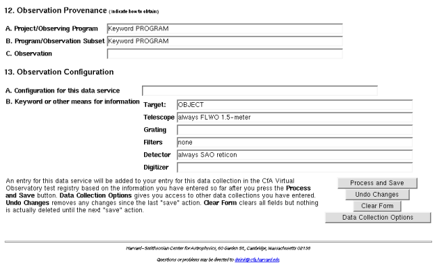 archive data service entry form