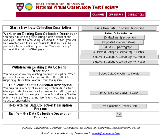 registry selection form