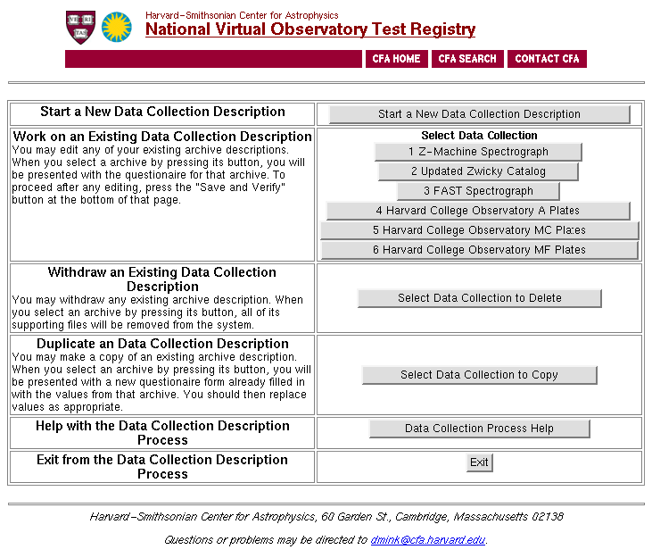 registry selection form