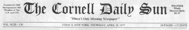 Cornell Daily Sun, April 28, 1977