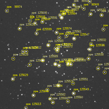 M44 with labelled PPM stars
